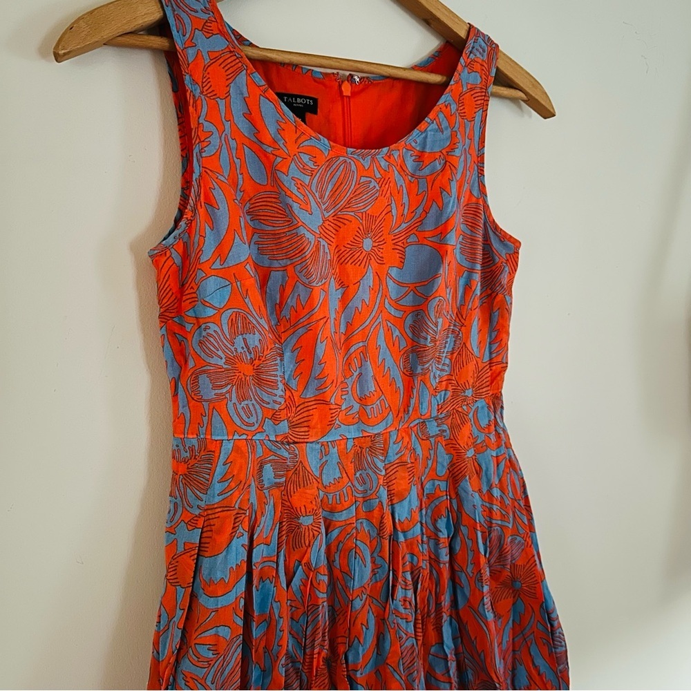 Talbots Orange and Blue Floral Midi Dress-2P - Picture 3 of 11